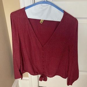 american eagle red crop blouse